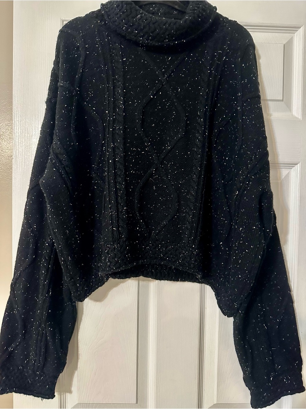 Disturbia Black Flecked Cable Knit Turtleneck Sweater